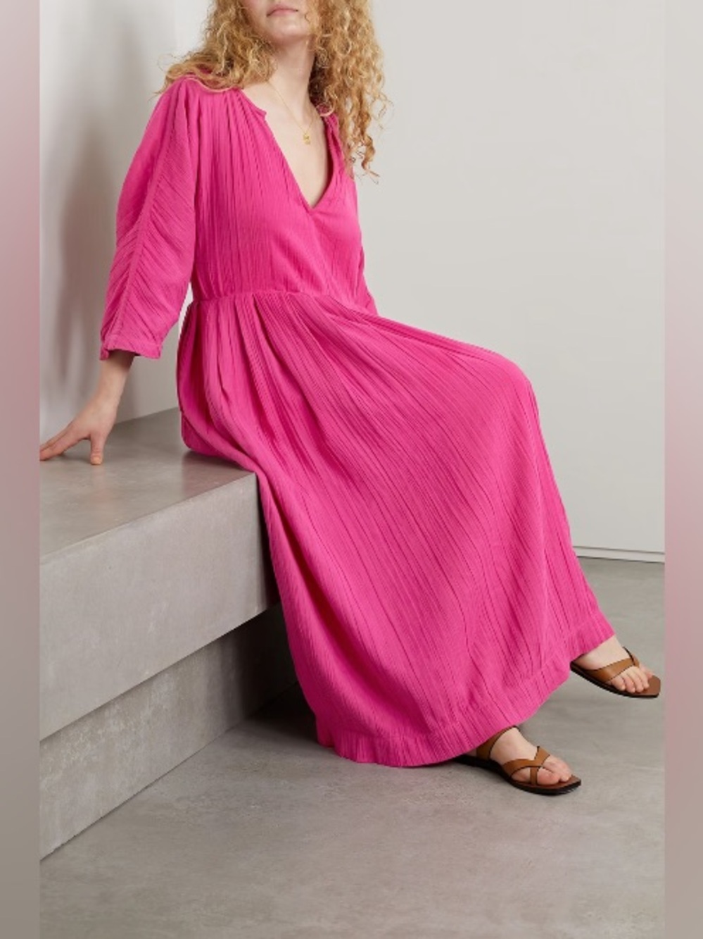 Mara Hoffman gauze cotton pink midi dress size XS